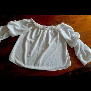 Large White Puff sleeve off the shoulder blouse by Charlotte Russe